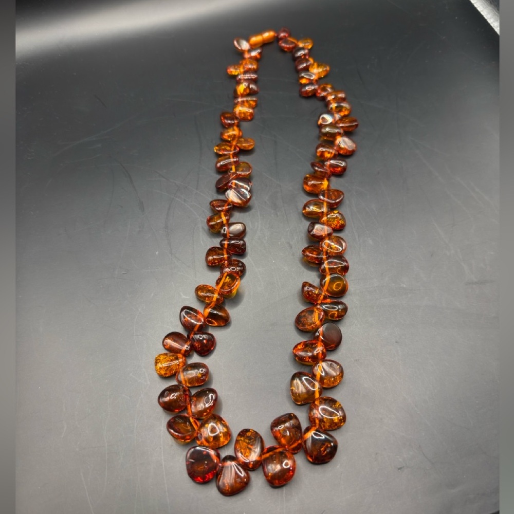 Vintage Baltic Amber Nugget Bead Necklace~30s